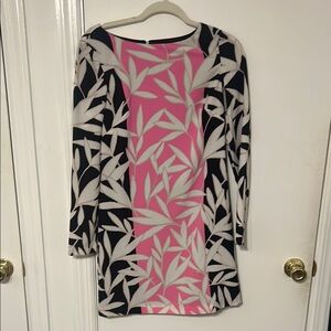 Pink and Black Sheath Dress with Bateau Neckline